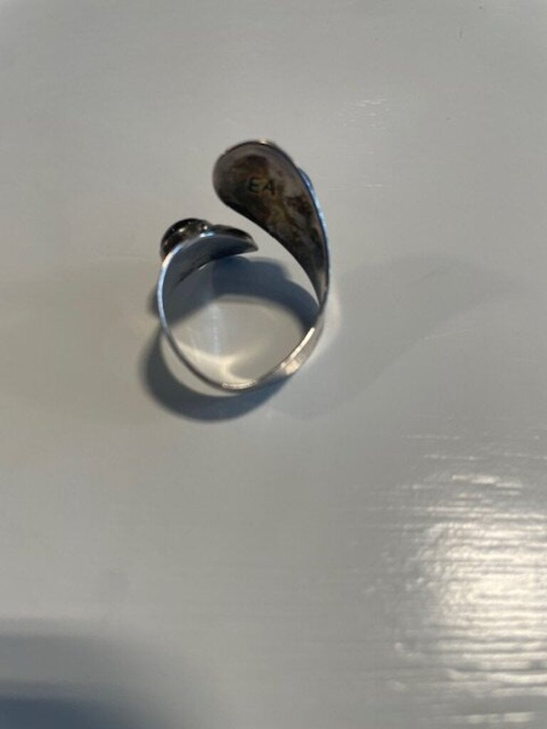 Sterling Silver Black Onyx Double-Stone Bypass Ring - Size 8