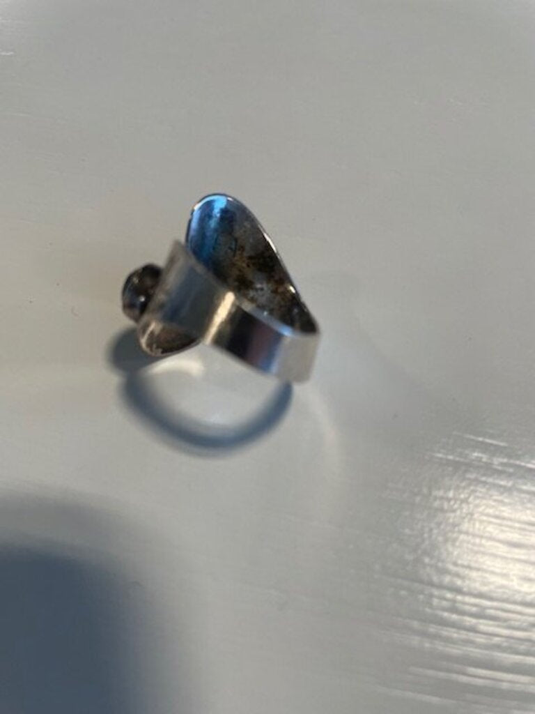 Sterling Silver Black Onyx Double-Stone Bypass Ring - Size 8