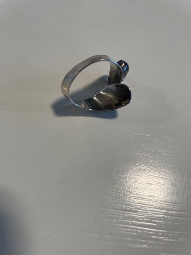 Sterling Silver Black Onyx Double-Stone Bypass Ring - Size 8