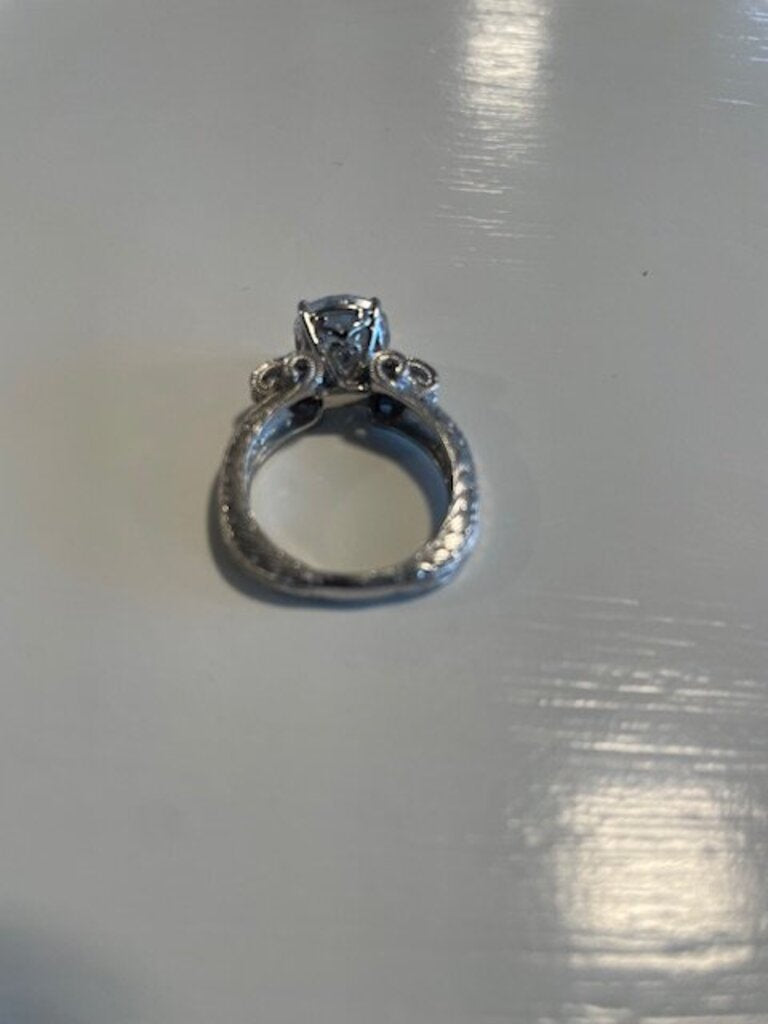 Sterling Silver Large Solitaire CZ Ring - Size 7