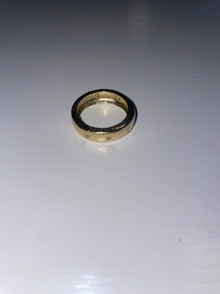 Gold-Tone Hammered Gypsy Set Star Point Band - Size 8