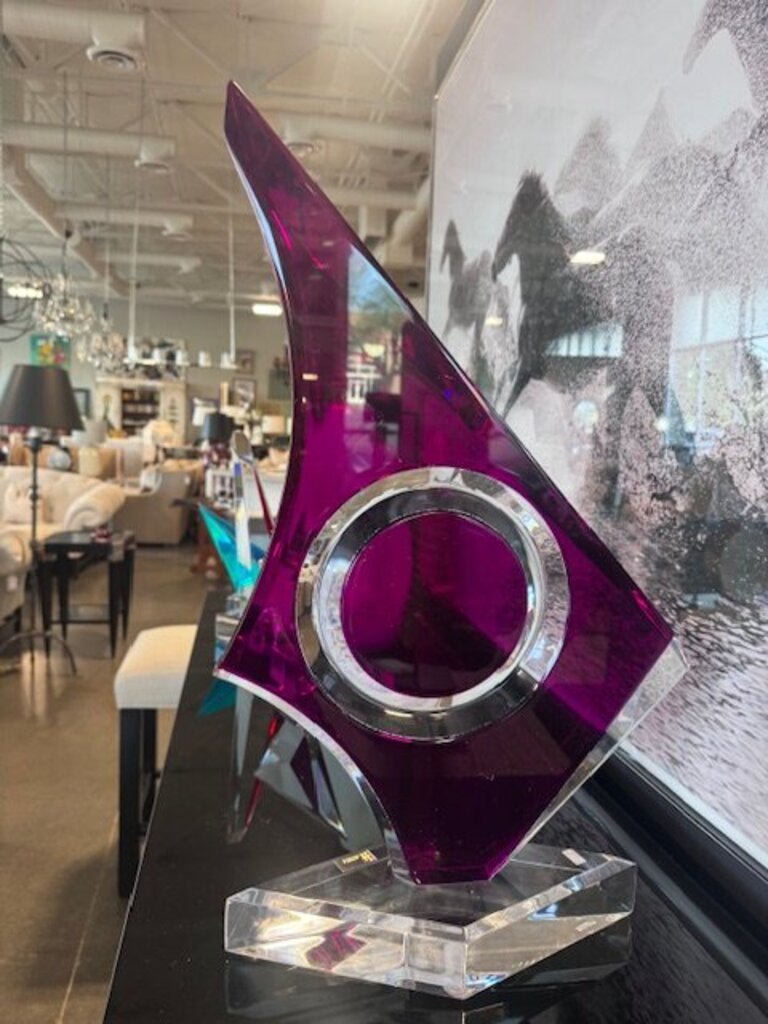Shlomi Haziza Signed 1996 Abstract Purple "Azziza" Lucite Sculpture