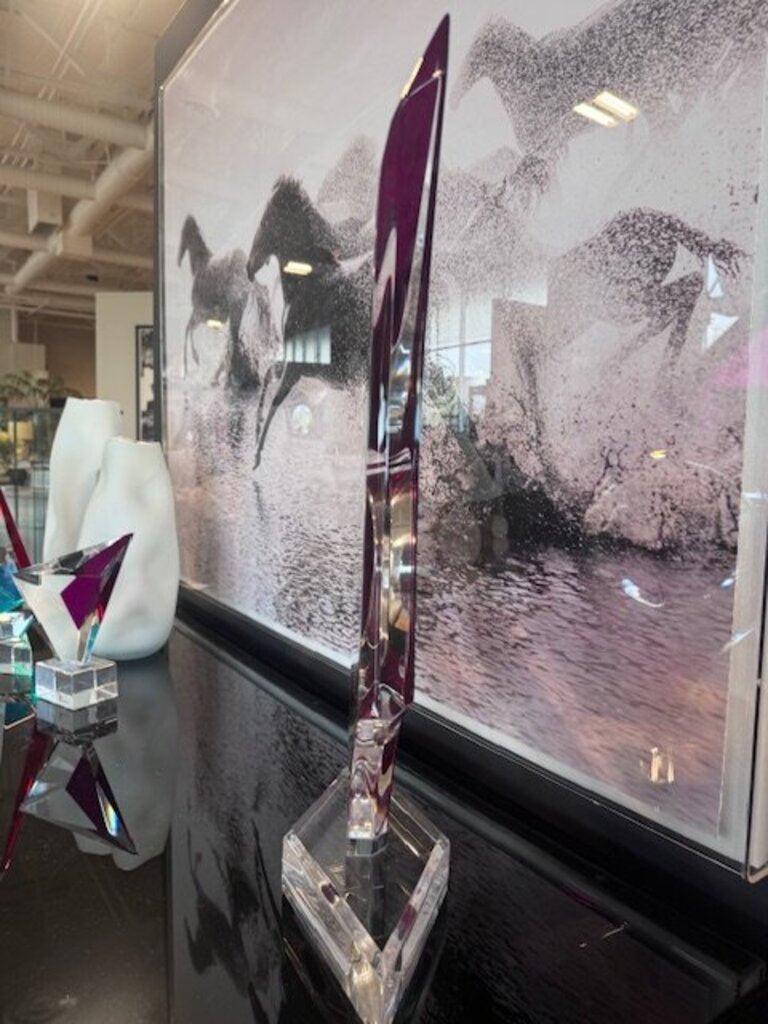 Shlomi Haziza Signed 1996 Abstract Purple "Azziza" Lucite Sculpture