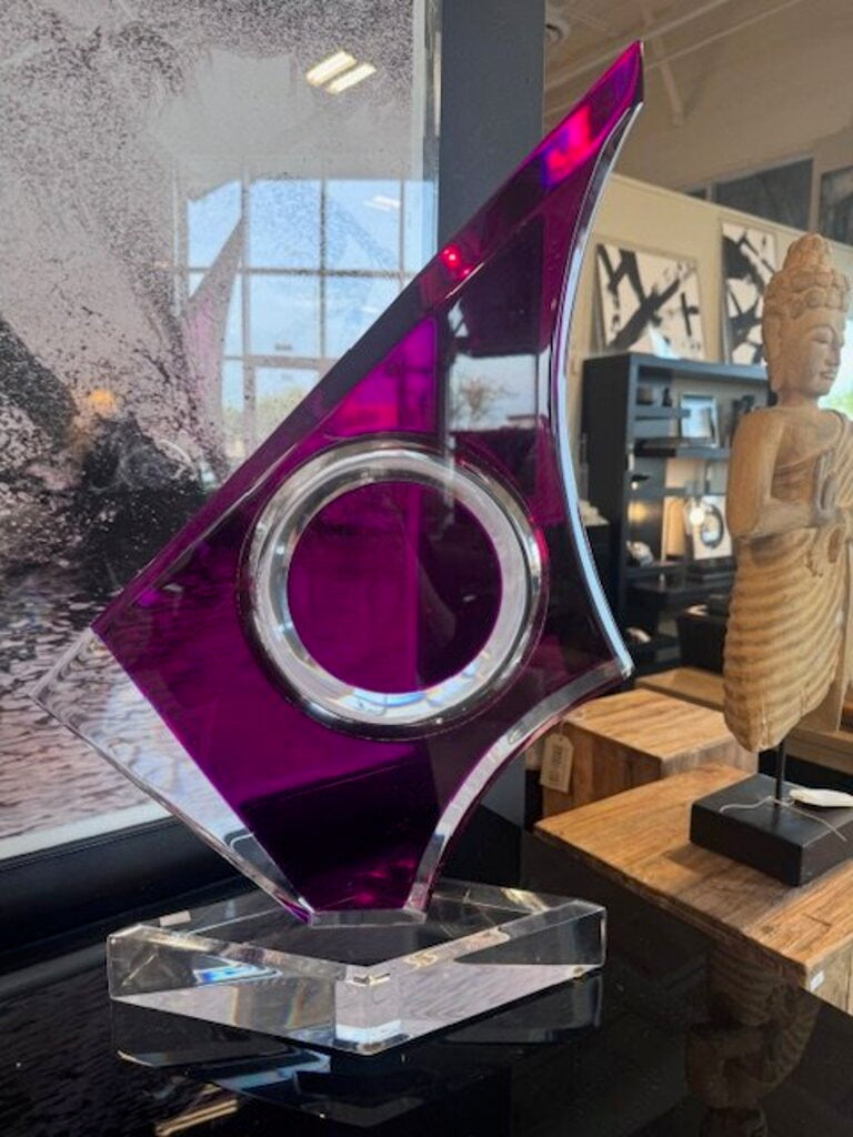 Shlomi Haziza Signed 1996 Abstract Purple "Azziza" Lucite Sculpture