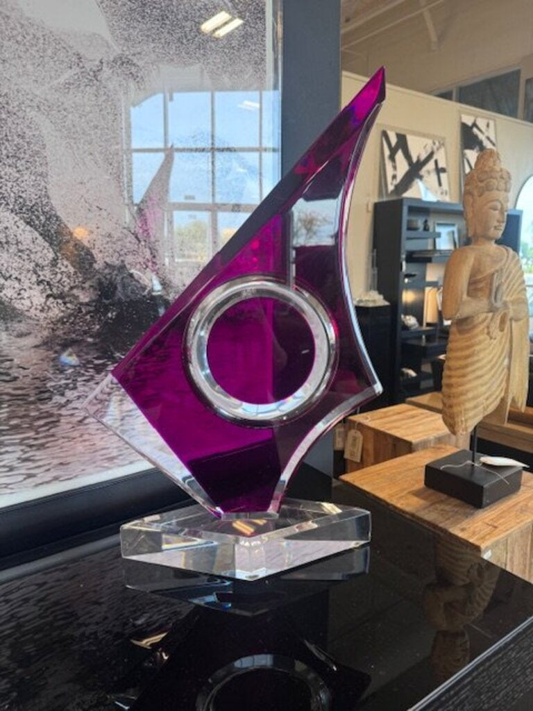 Shlomi Haziza Signed 1996 Abstract Purple "Azziza" Lucite Sculpture