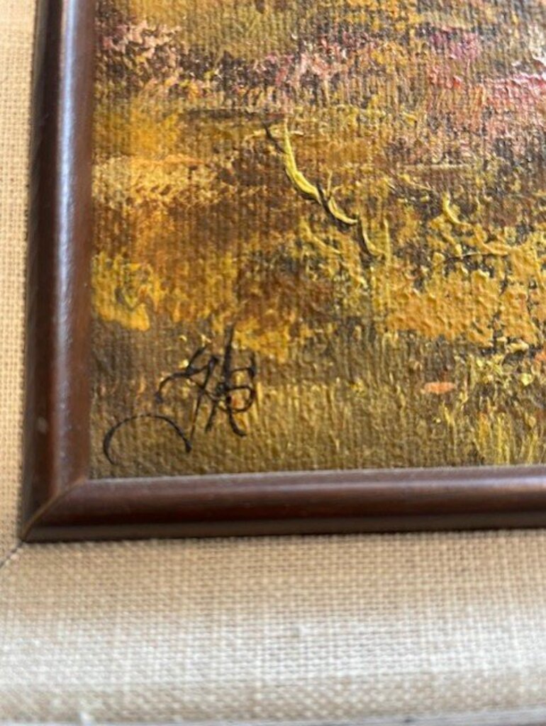 Rustic Framed & Signed Southwest Desert Saguaro Oil Painting