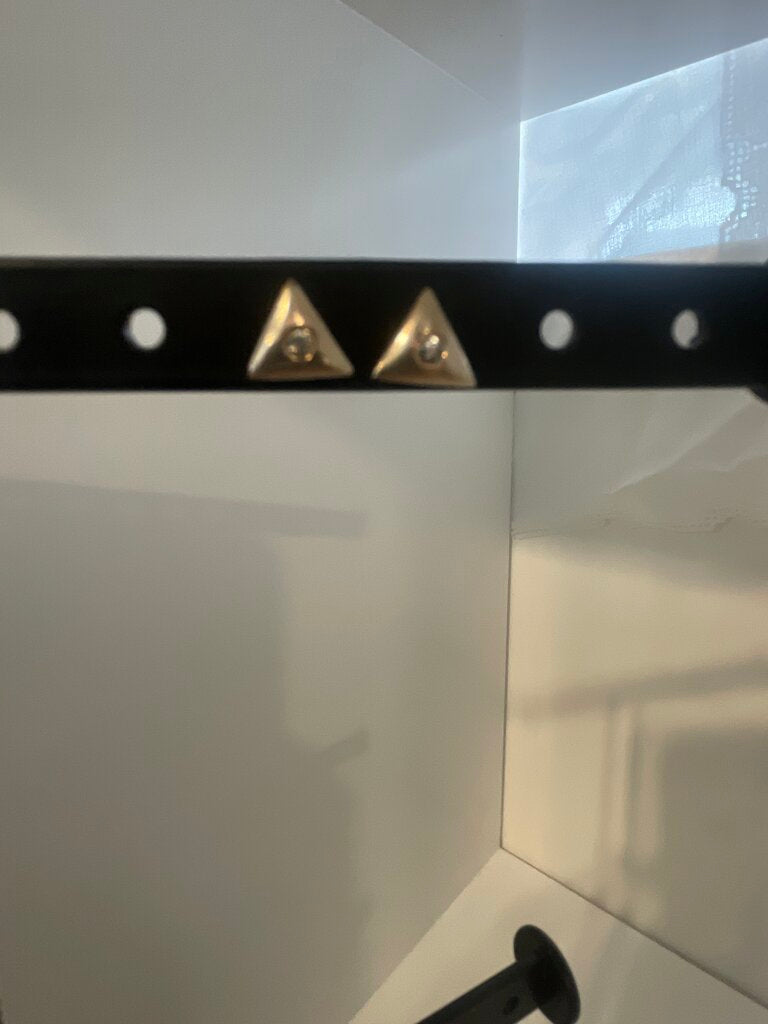 Vintage Silver-Tone Triangle Pyramid Studs with Clear Rhinestone
