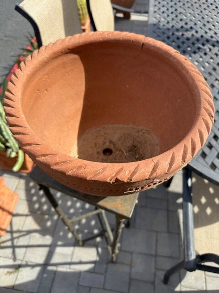 Terracotta Rope Rim Planter- 9H AS IS
