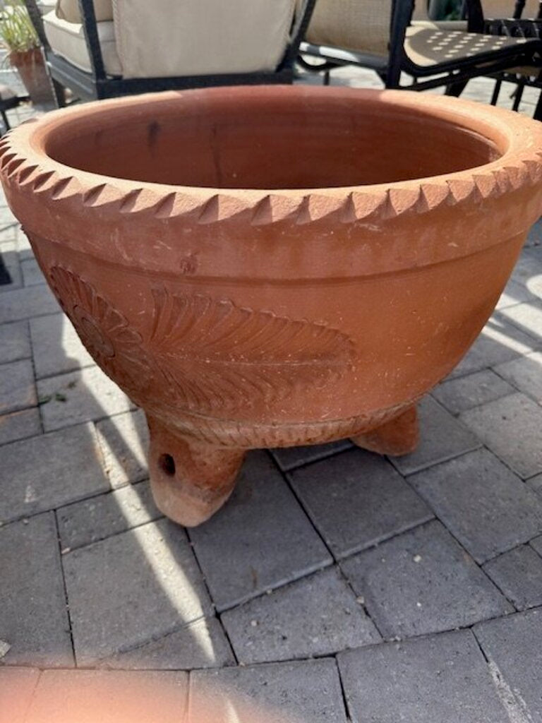 Vintage Grande Terra Cotta Footed Planter- 18H