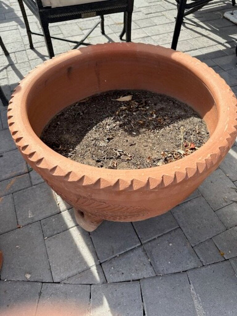 Vintage Grande Terra Cotta Footed Planter- 18H