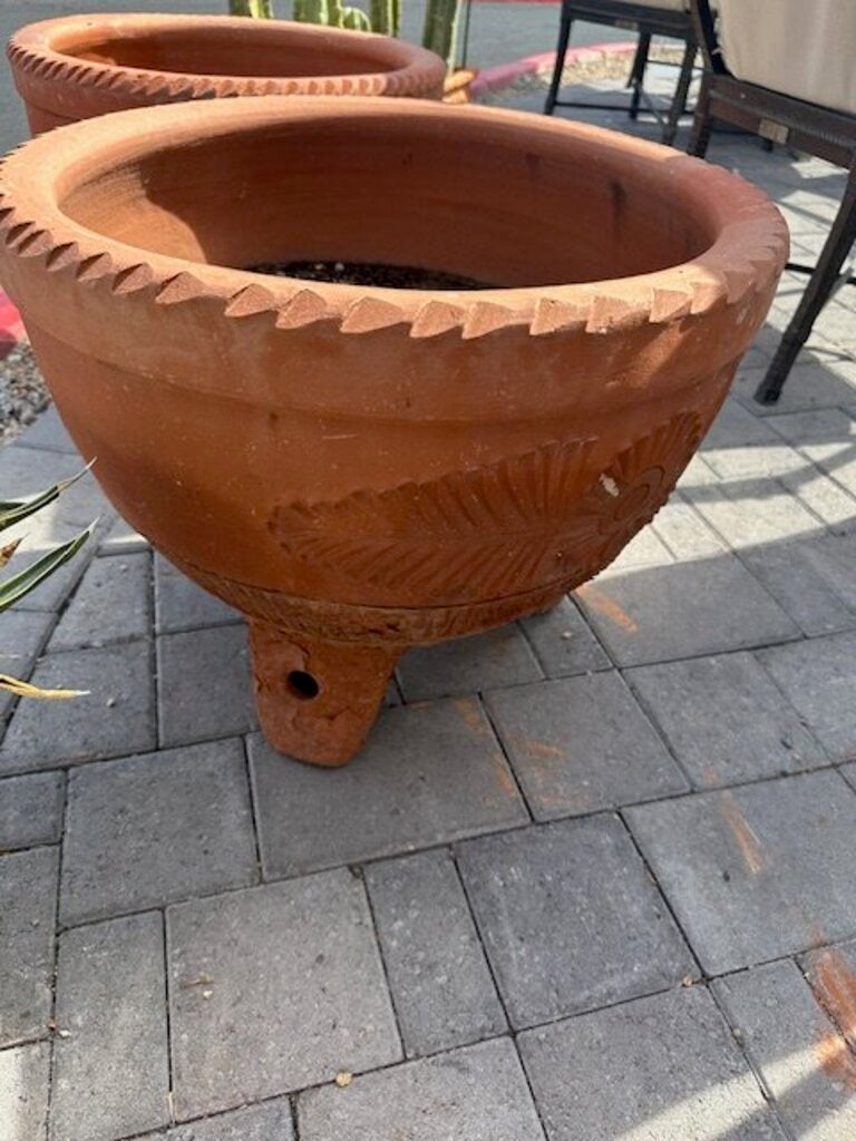 Vintage Grande Terra Cotta Footed Planter- 18H