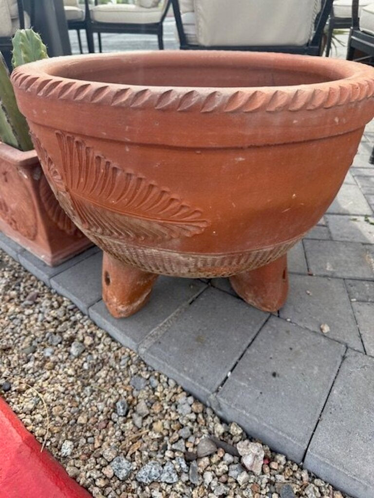 Vintage Grande Terra Cotta Footed Planter- 18H