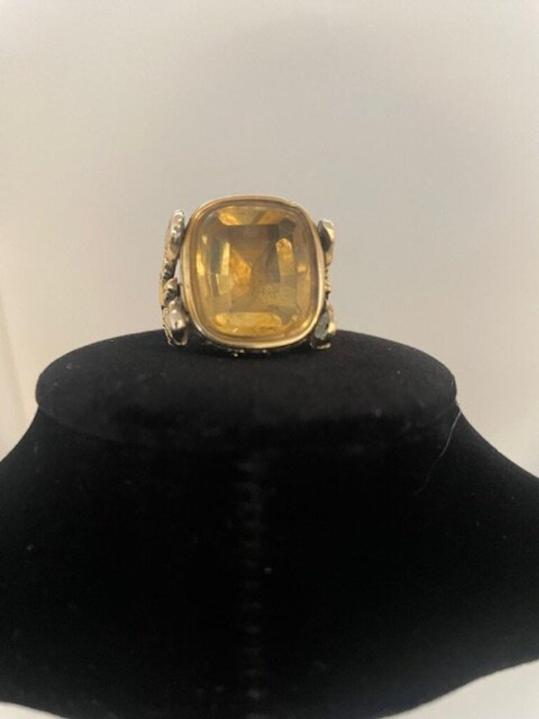 Victorian Antique 14K Gold Citrine Ring - Size 8