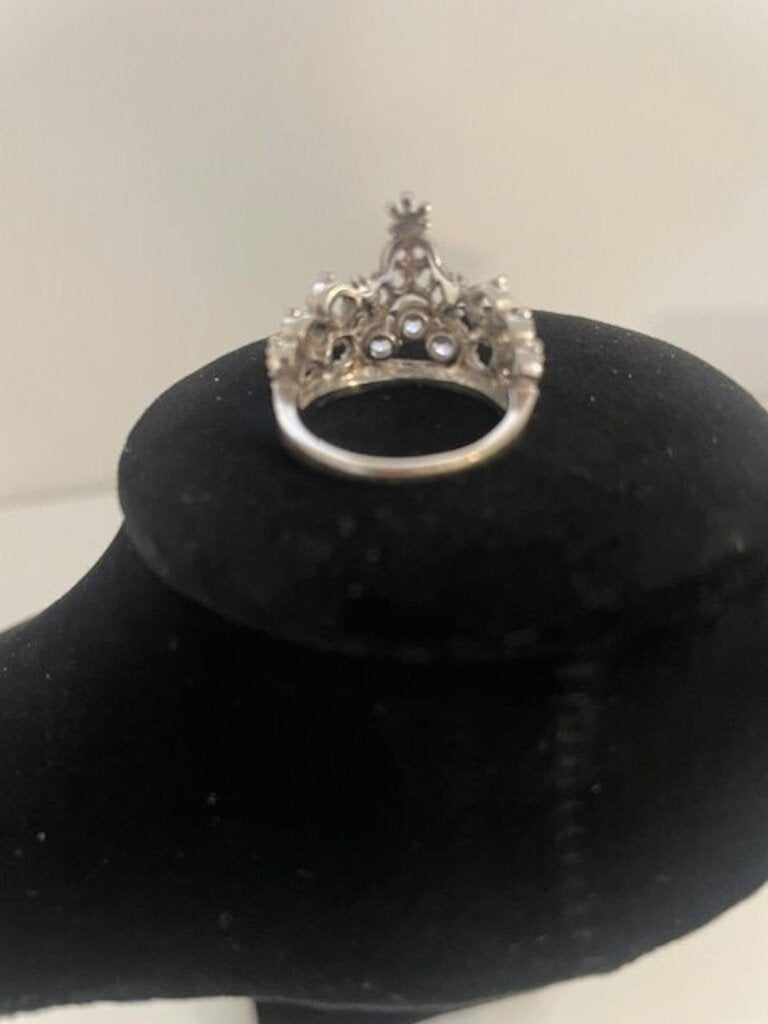 14k White Gold Crown Tiara Ring - Size 6.5