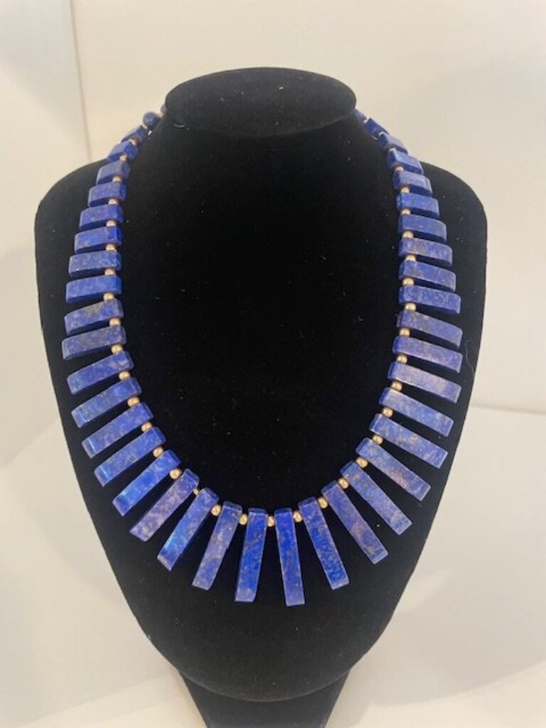 Vintage 14k Lapis Lazuli Cleopatra Fringe Necklace