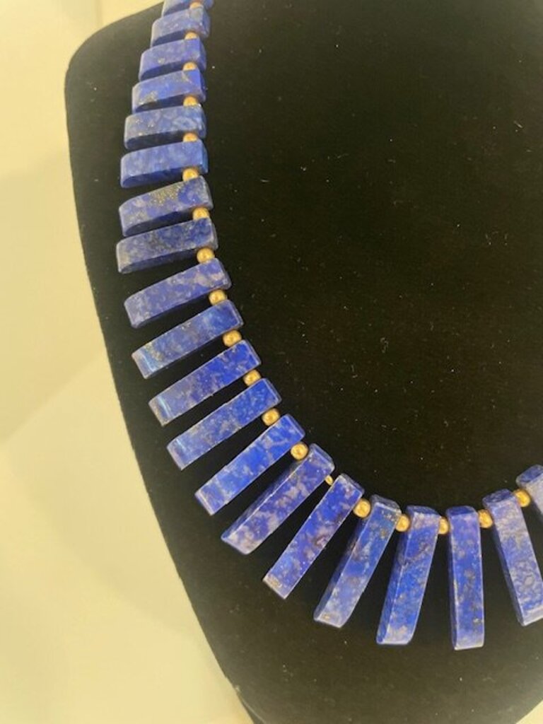 Vintage 14k Lapis Lazuli Cleopatra Fringe Necklace