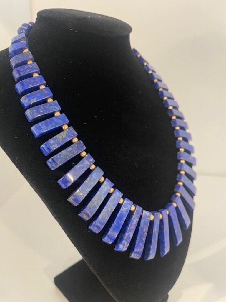 Vintage 14k Lapis Lazuli Cleopatra Fringe Necklace
