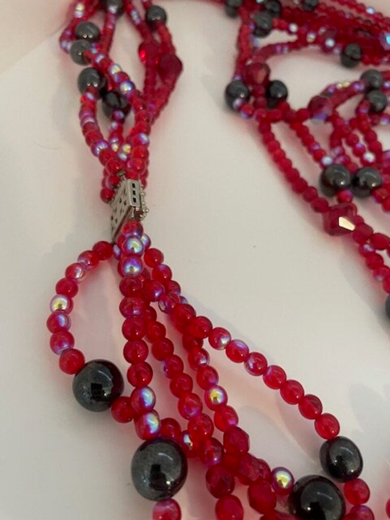 Vintage 1960s Floral Burst Multi-Strand Statement Necklace