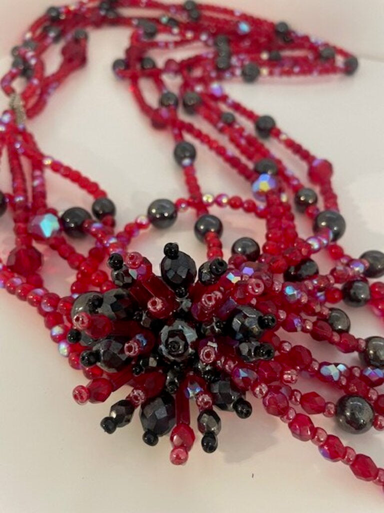 Vintage 1960s Floral Burst Multi-Strand Statement Necklace