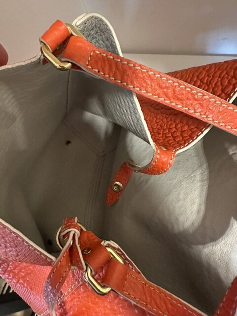Burberry Orange Embossed Check Leather Medium Canterbury Tote Bag