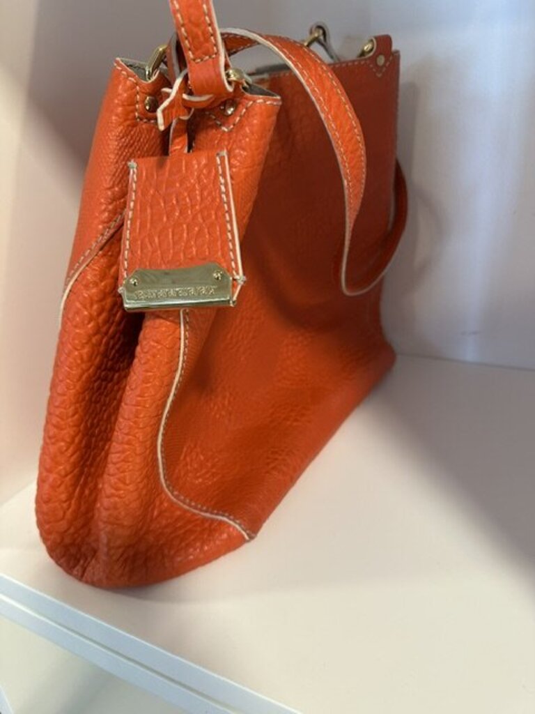 Burberry Orange Embossed Check Leather Medium Canterbury Tote Bag