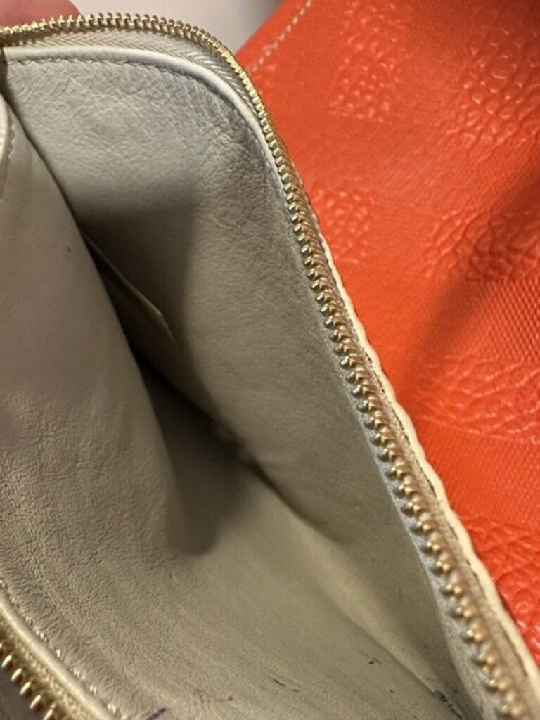 Burberry Orange Embossed Check Leather Medium Canterbury Tote Bag