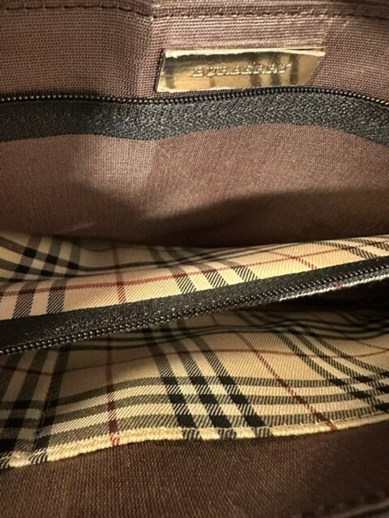 Burberry Saffiano Black Leather Flap Baguette Bag