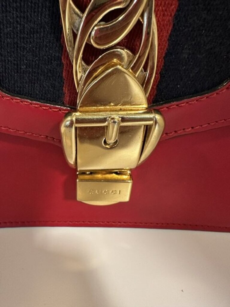 Gucci Small Sylvie Hibiscus Red Calfskin Shoulder Bag