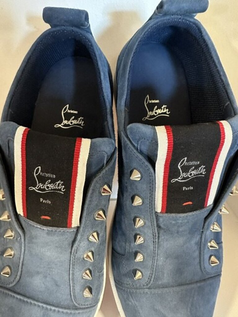 Christian Louboutin F.A.V. Fique A Vontade Marine Suede Sneakers - 14