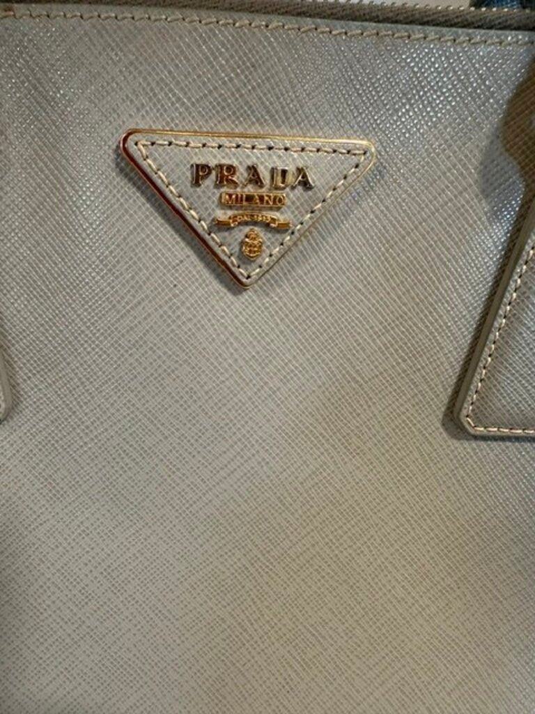 Authentic Prada Medium Galleria Saffiano Leather Bag - Blue Grey Astrale