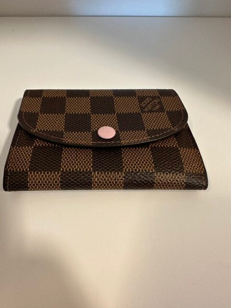 Louis Vuitton Rosalie Coin Purse Damier Ebene Rose Ballerine Coated Canvas Wallet