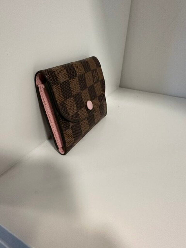 Louis Vuitton Rosalie Coin Purse Damier Ebene Rose Ballerine Coated Canvas Wallet