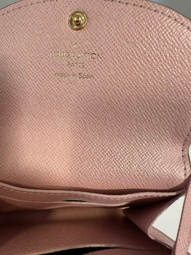 Louis Vuitton Rosalie Coin Purse Damier Ebene Rose Ballerine Coated Canvas Wallet