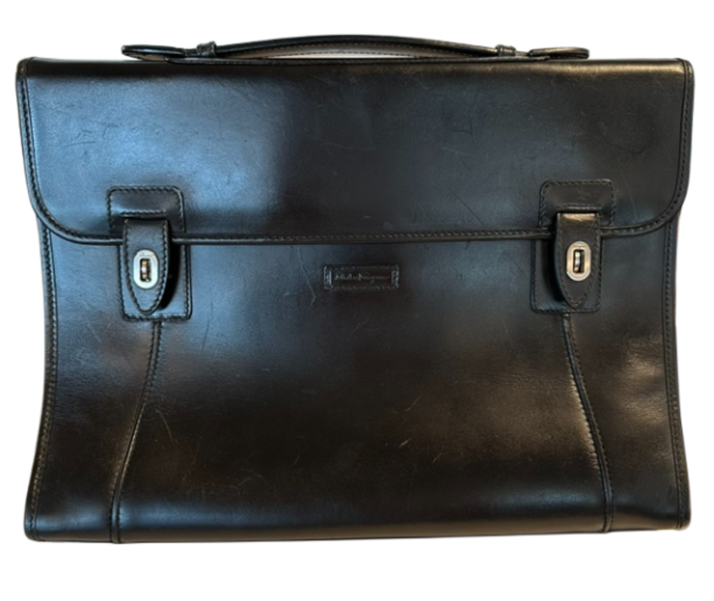Salvatore Ferragamo Black Leather Briefcase