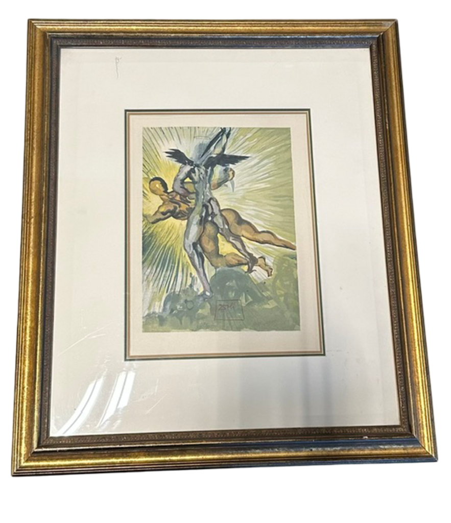 Salvador Dali Purgatory Canto 8: The Guardian Angels of the Valley Signed Woodcut- 19X22