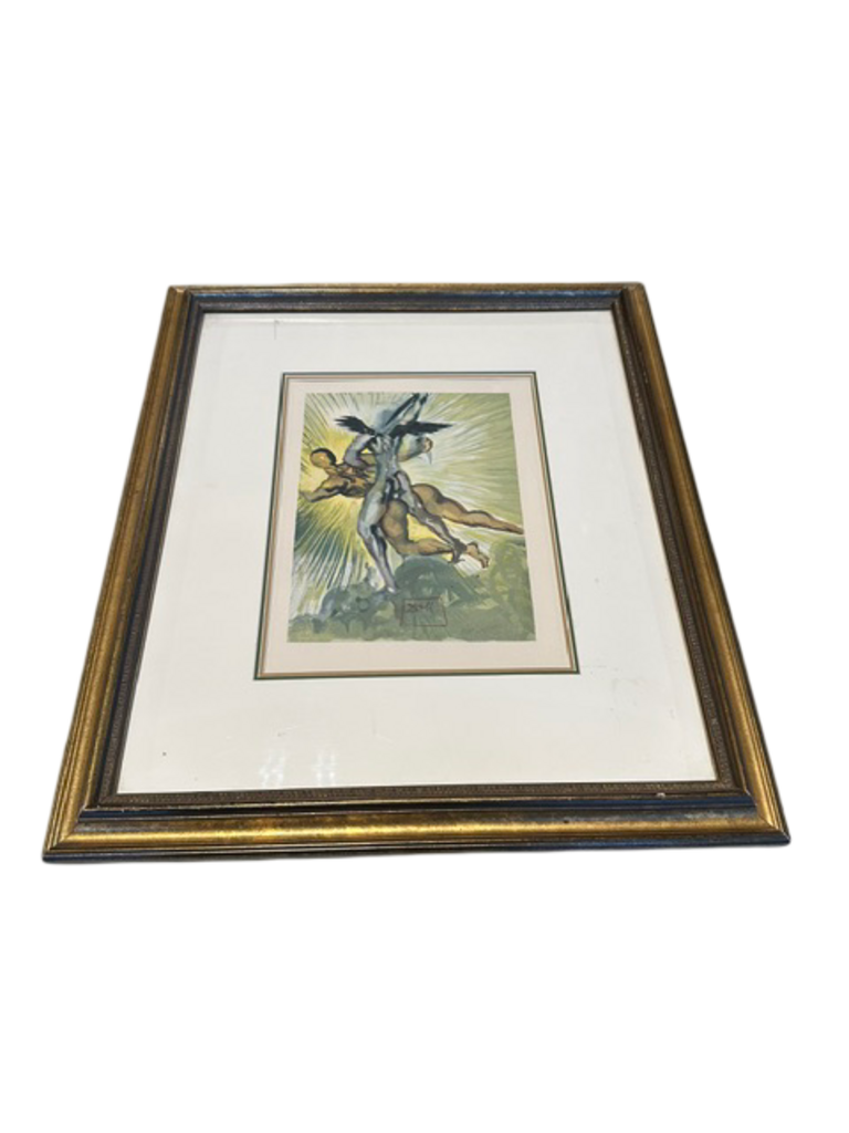 Salvador Dali Purgatory Canto 8: The Guardian Angels of the Valley Signed Woodcut- 19X22