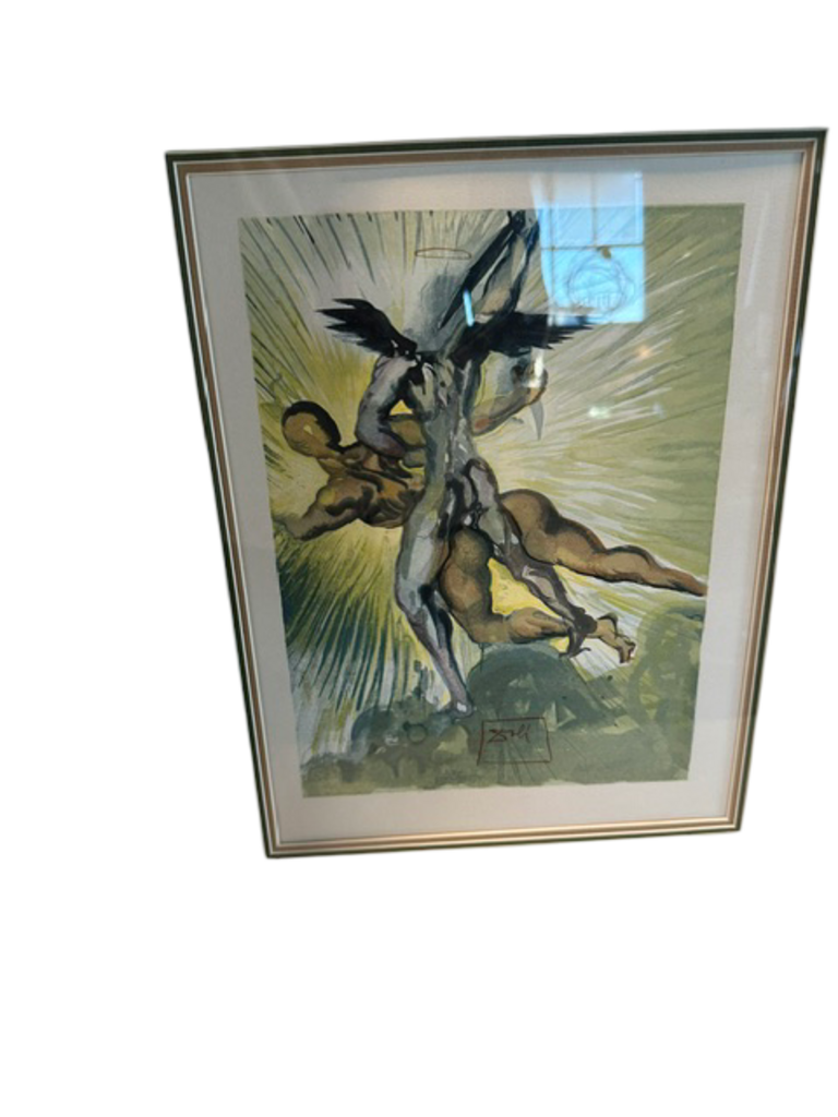 Salvador Dali Purgatory Canto 8: The Guardian Angels of the Valley Signed Woodcut- 19X22