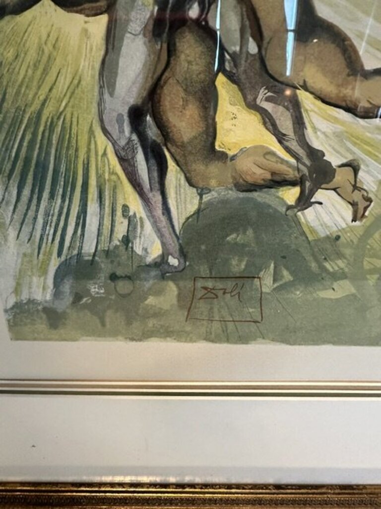 Salvador Dali Purgatory Canto 8: The Guardian Angels of the Valley Signed Woodcut- 19X22