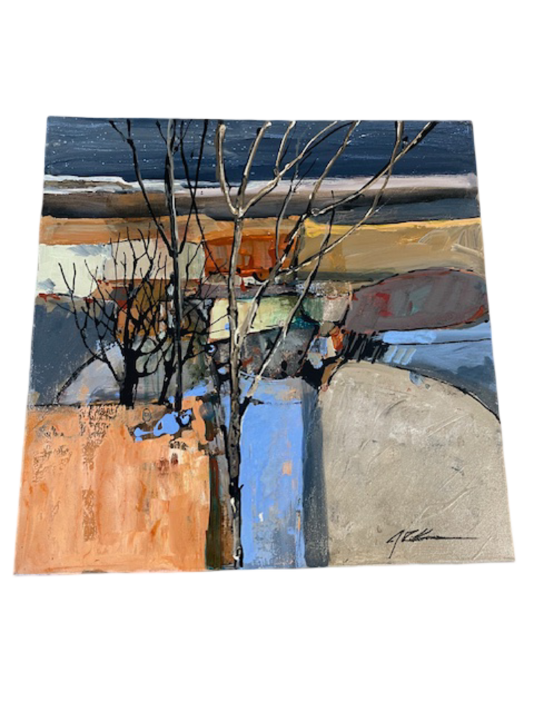 Jack Rickard Original Abstract Landscape with Trees Art on Canvas - 24x24
