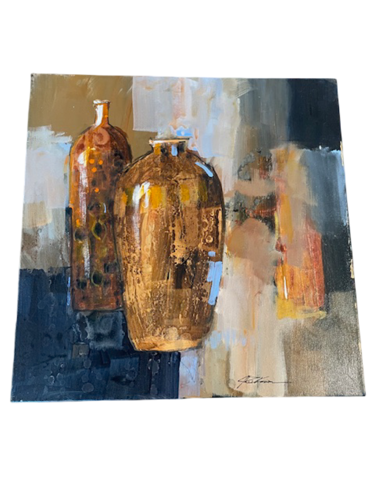Jack Rickard Original Abstract Bottle Still Life Art on Canvas - 24x24