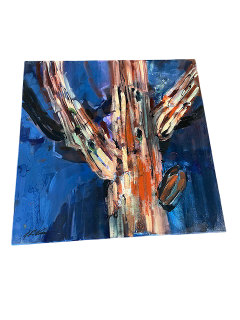 Jack Rickard Original Abstract Saguaro Cactus Art on Canvas - 24x24