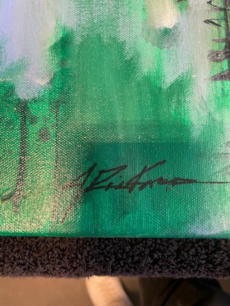 Jack Rickard Original Saguaro W/ White Flowers Art on Canvas - 20x20