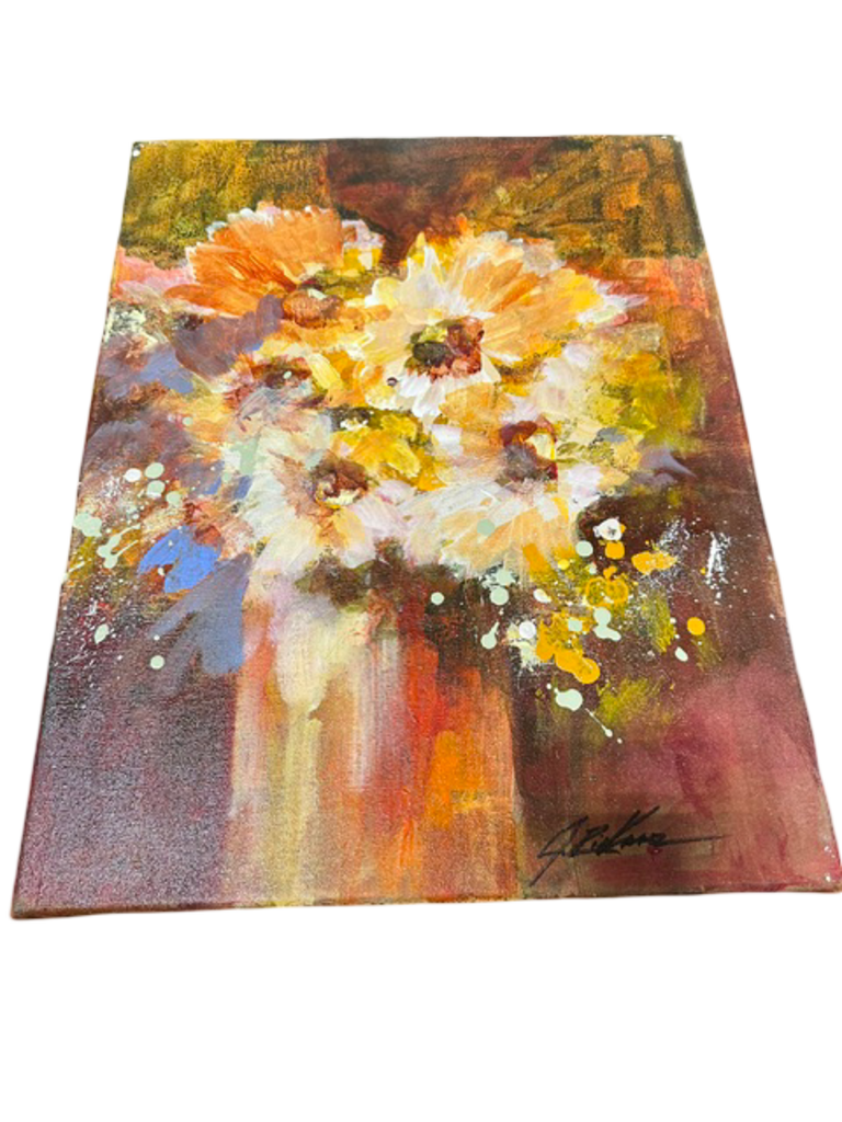 Jack Rickard Original Warm Floral Bouquet Art on Canvas - 14x18