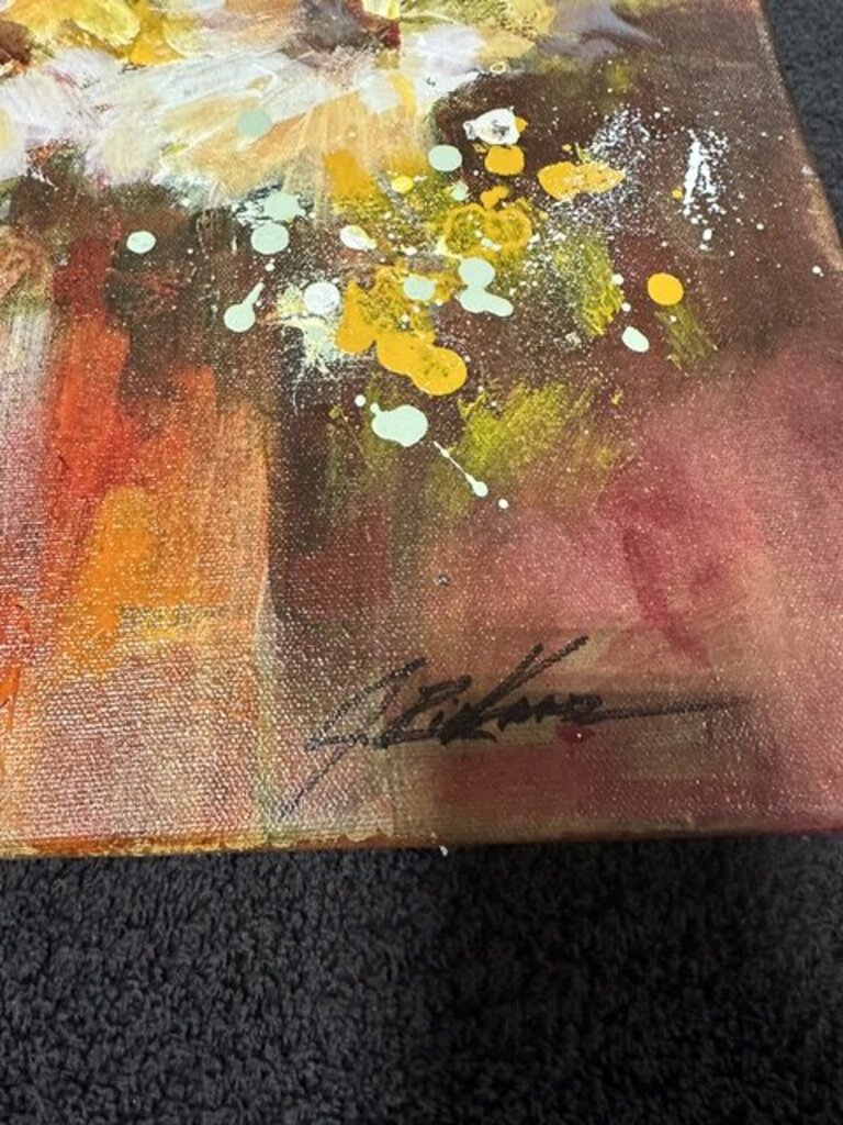 Jack Rickard Original Warm Floral Bouquet Art on Canvas - 14x18