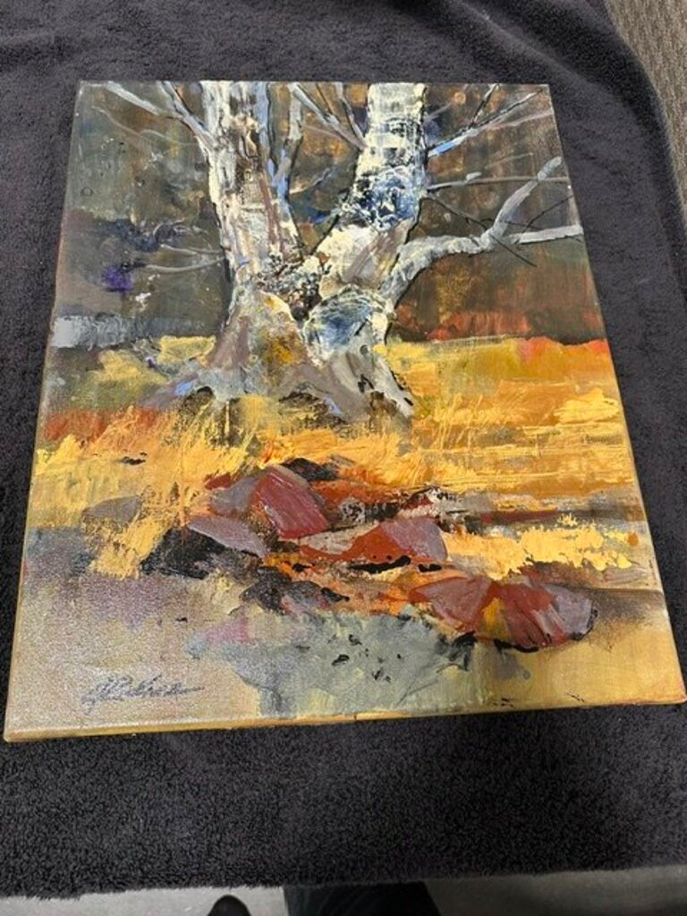 Jack Rickard Original Abstract Birch Tree Landscape Art on Canvas - 16x20