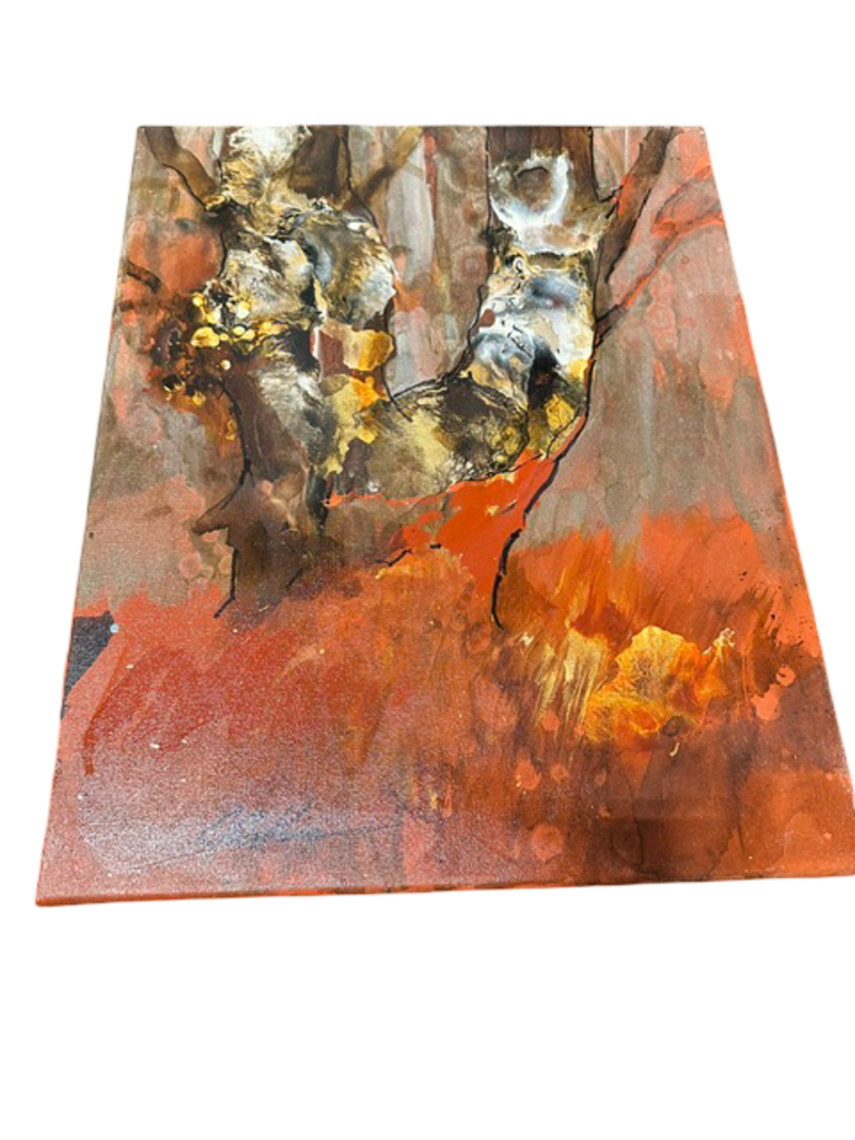 Jack Rickard Original Red Rock Tree Abstract Art on Canvas - 16x20