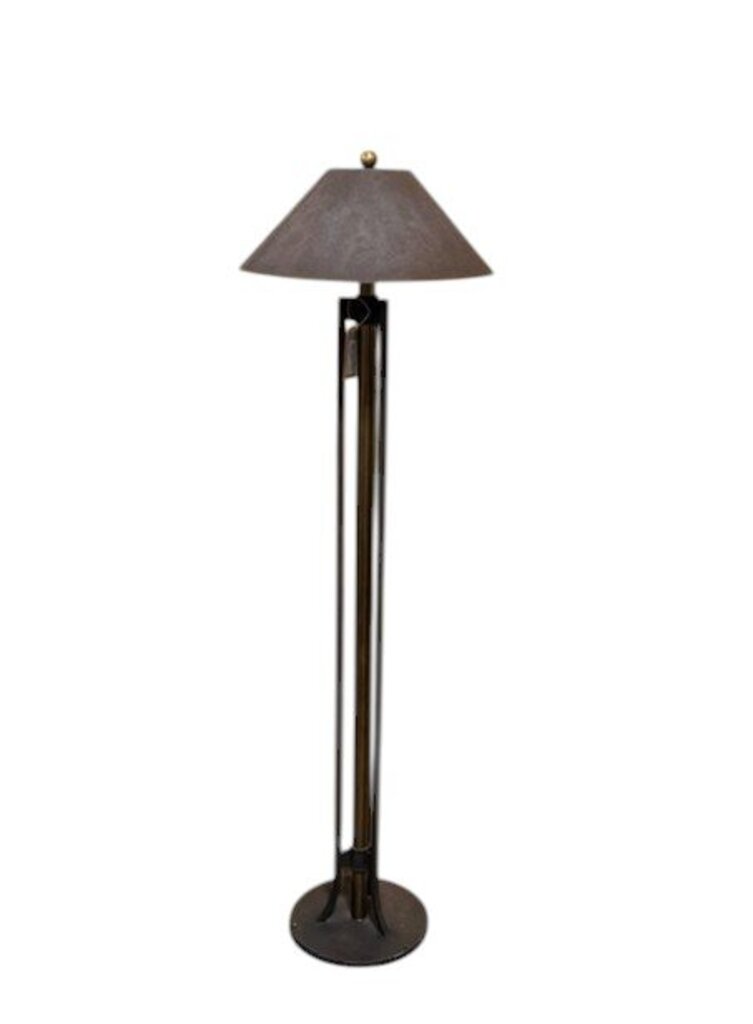 Vintage Iron & Brass Floor Lamp W/ Metal Shade- 17X58H