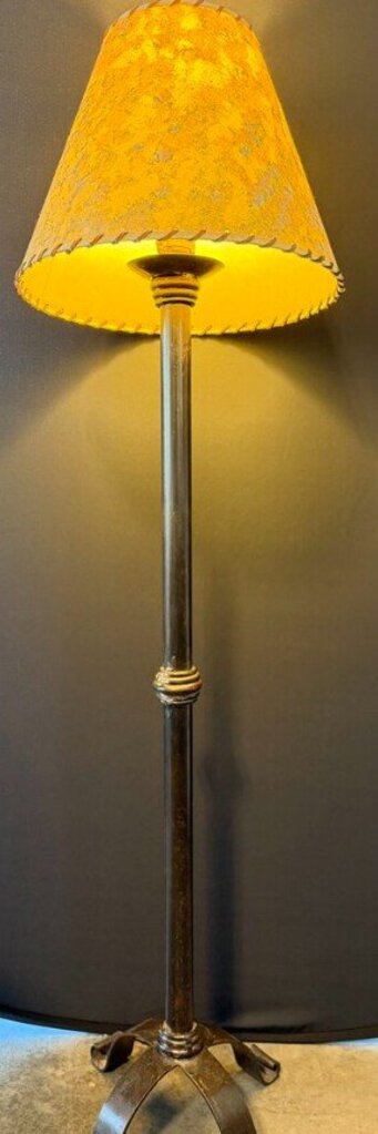 Wrought Iron Floor Lamp W/ Linen Shade- 15X57H