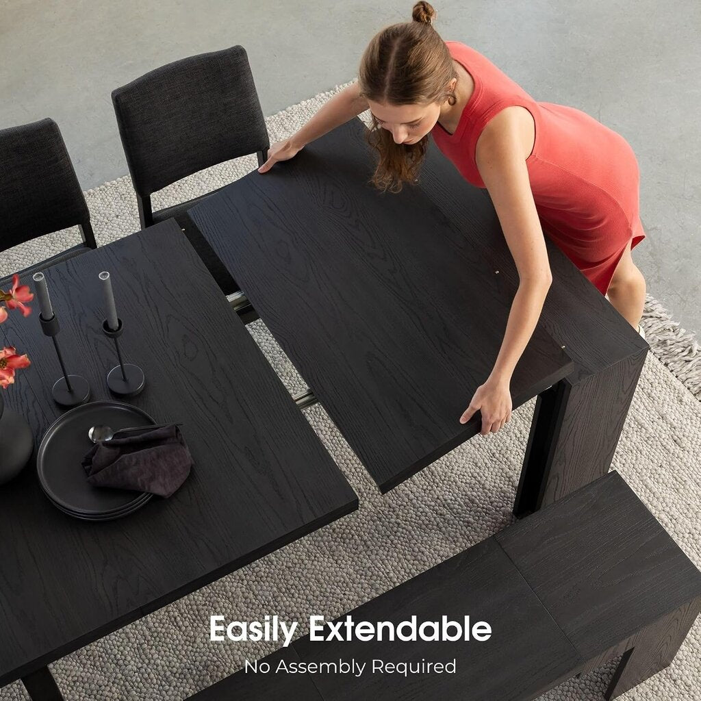 Transformer Table Extendable Dining Table W/ 2 Extension Benches- 118X37.5X40H- AS IS