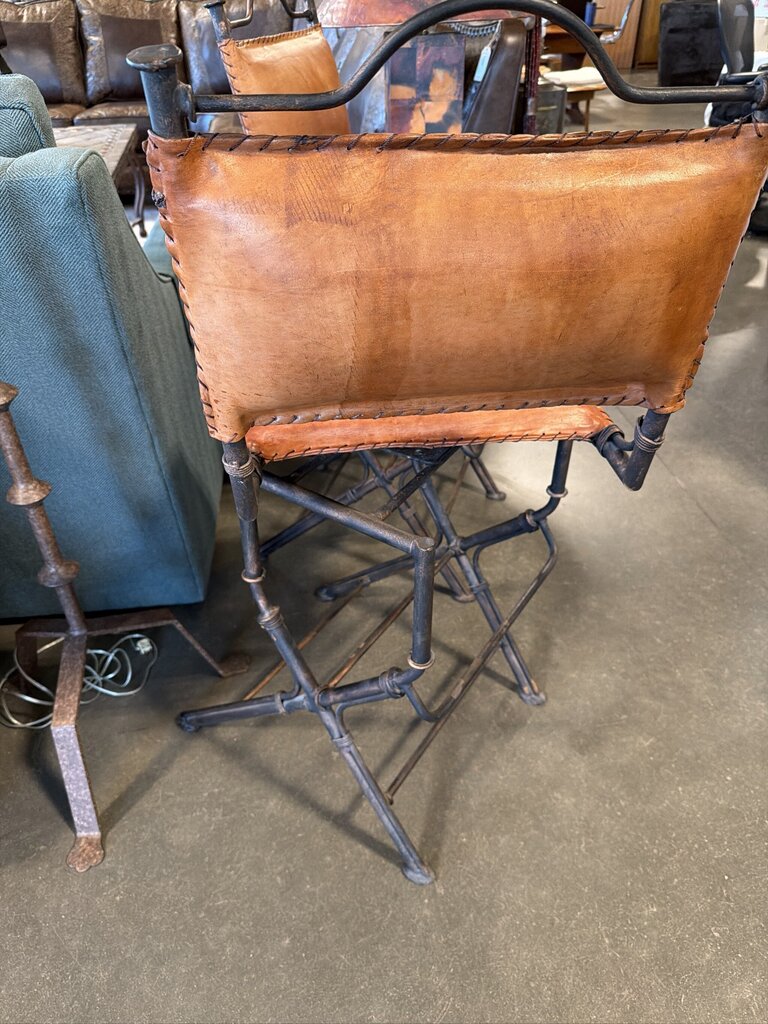 Silla Roma Iron & Leather Swivel Barstools - Pair